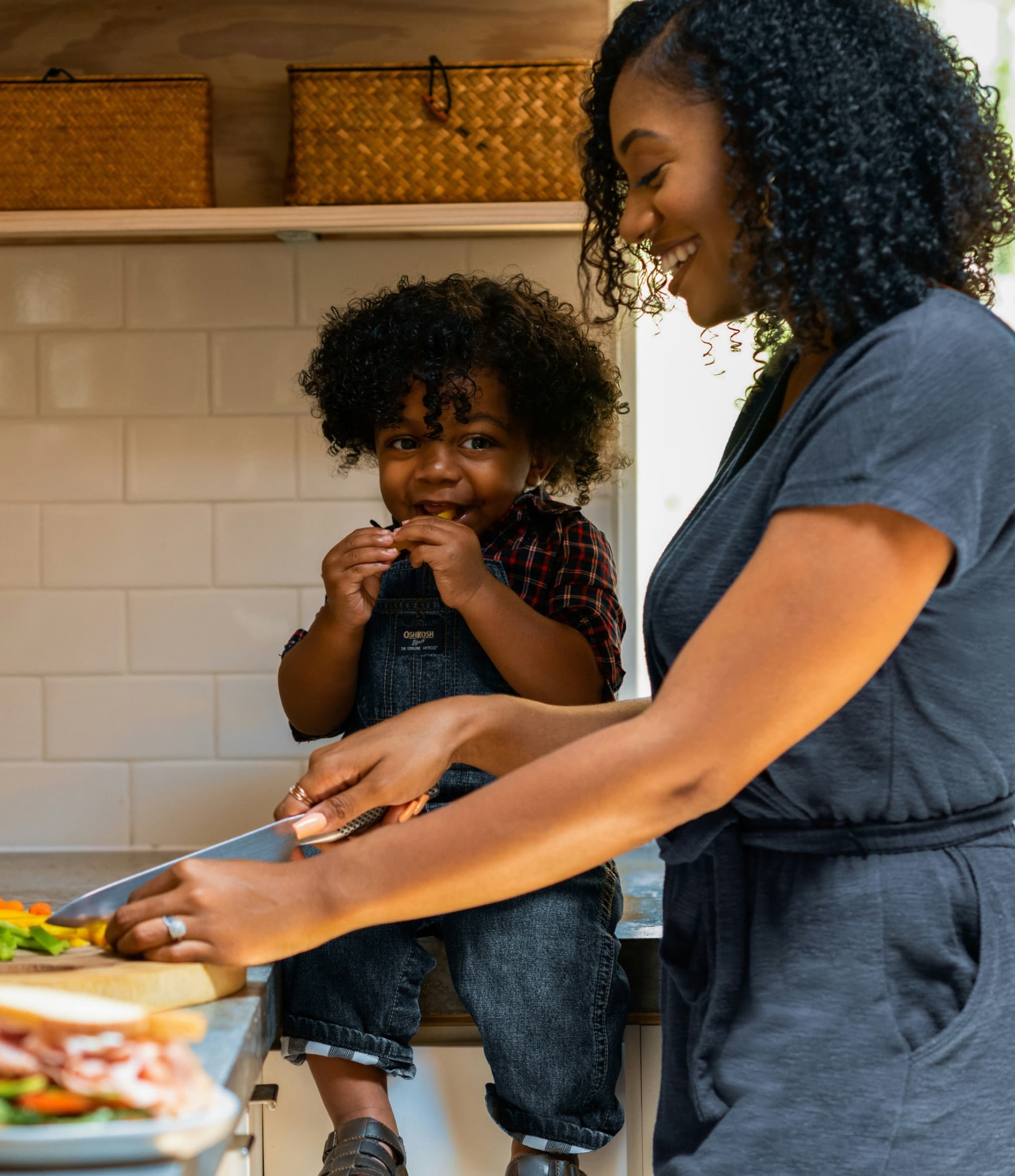 Family cooking together