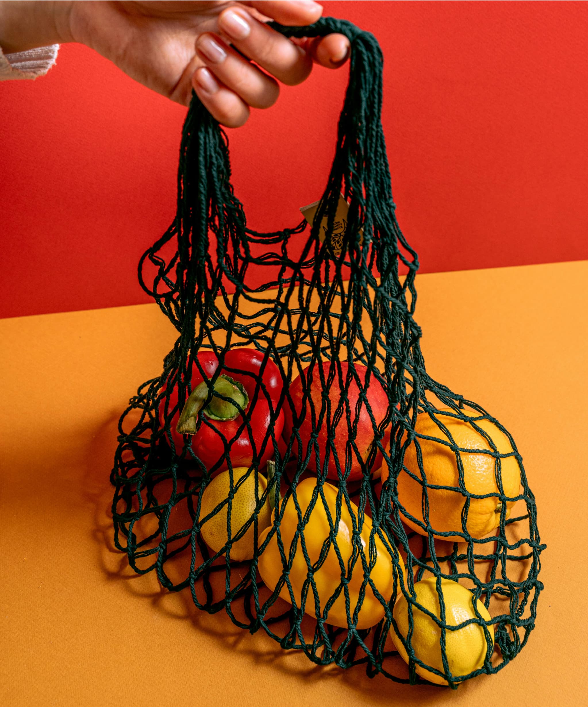 Fresh produce in a mesh bag