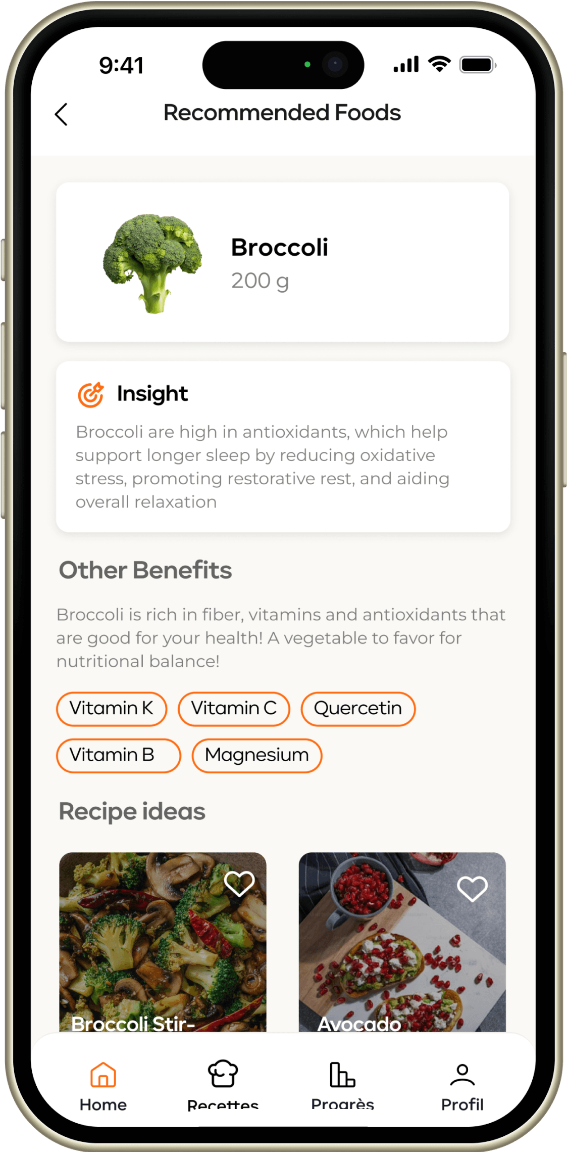 Nouri food detail view